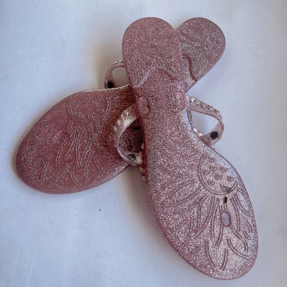 Jack Rogers‎ Women's Pink and Rose Gold Sparkle Georgica Jelly Sandal Size 9 - Picture 5 of 5